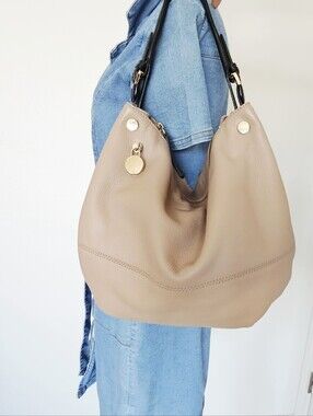 Furla Metropolis Two-tone Leather Hobo Bag with Removable Straps (Two-way Bag)